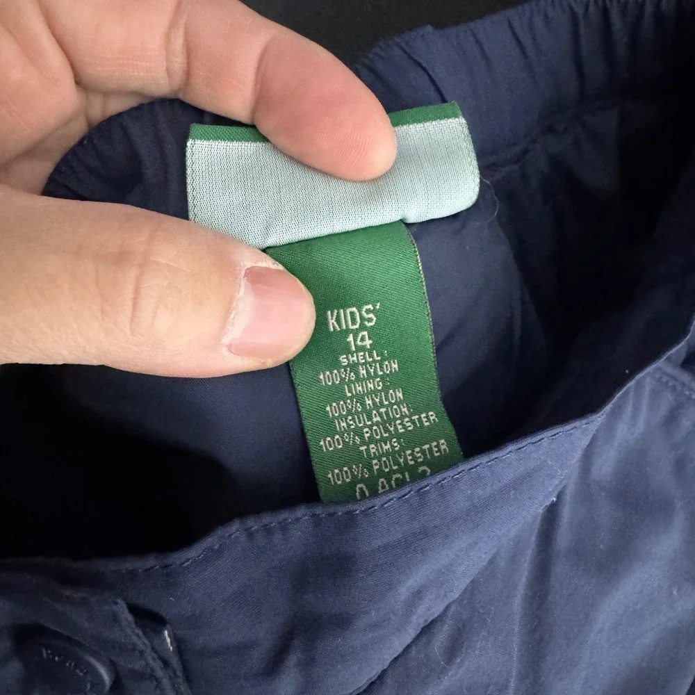 Kids L L Bean Navy Blue Insulated Snow Pants Size 14 Waterproof‎ Winter Gear